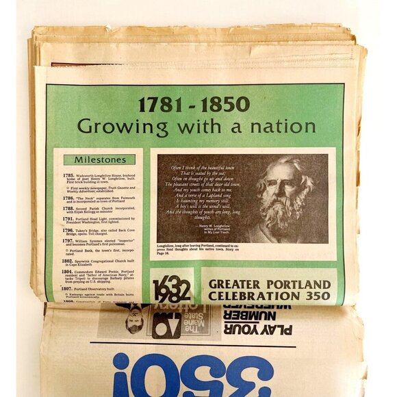 Portland Maine 350th Anniversary Newspaper 1982 Complete Vintage Press Herald - Picture 3 of 11